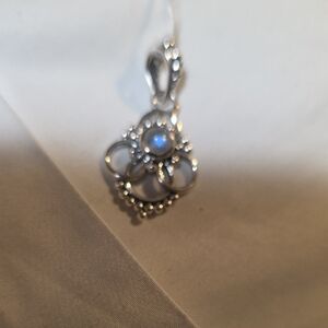 Elegant Sterling Silver Pendant with Rainbow Moonstone